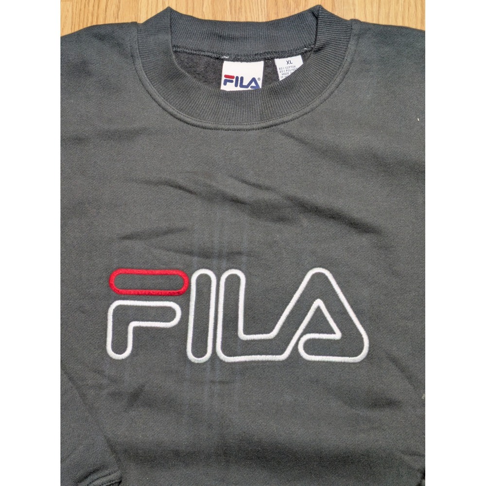 Fila Mens Vintage Y2K Embroidered Logo Sweatshirt Charcoal Gray XL